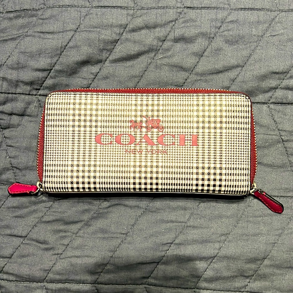 Coach plaid accordion wallet